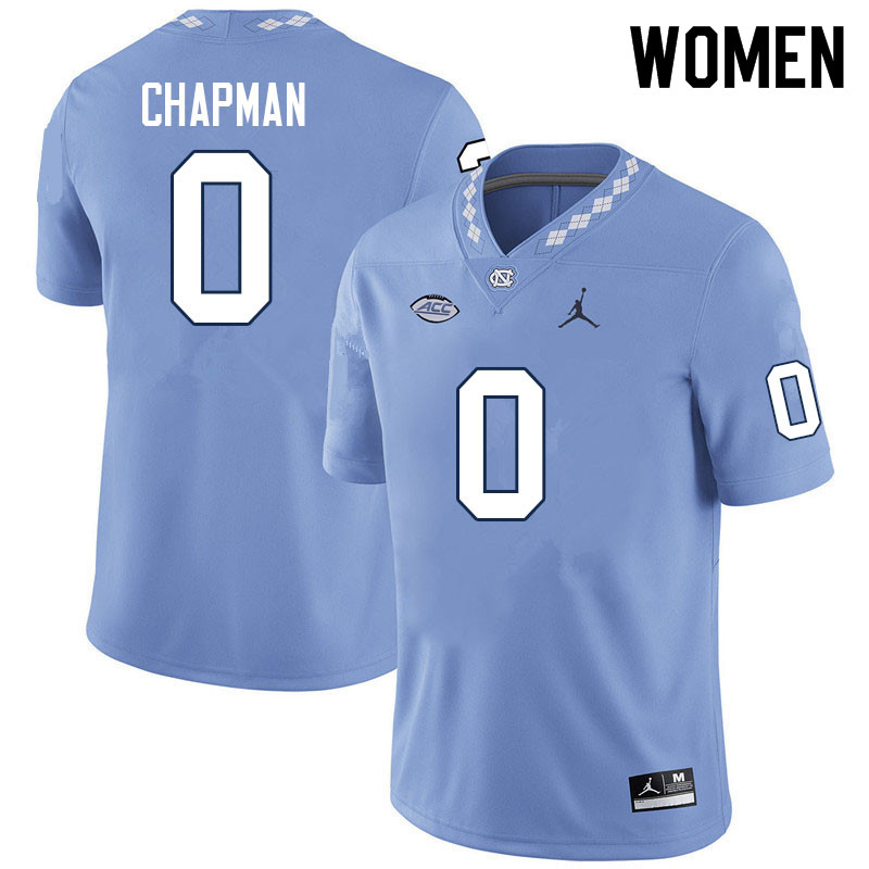 Women #0 Tychaun Chapman North Carolina Tar Heels College Football Jerseys Sale-Carolina Blue